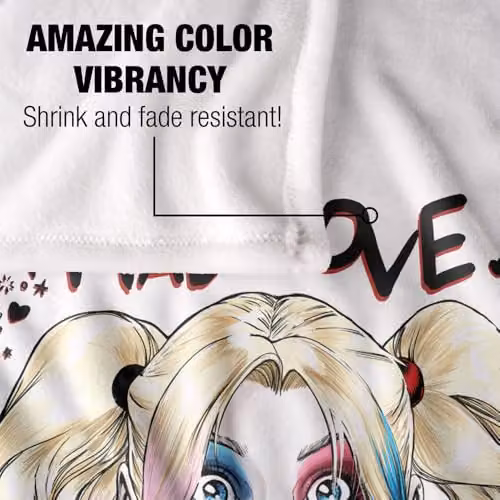 LOGOVISION Kids Batman and Harley Quinn Silky Touch Super Soft Fleece Throw Blanket, Multicolour, W: 91.44 cm, L: 147 cm – 2