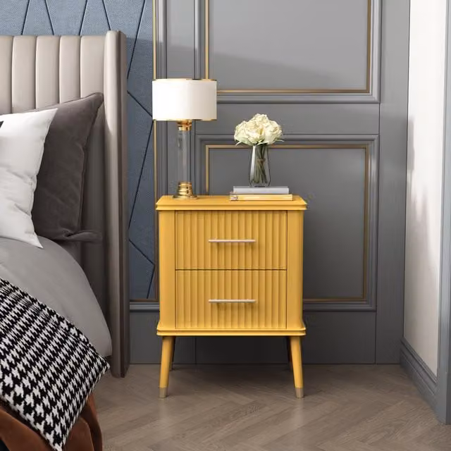 Cabinet Bits Cozzano 2 Drawer Bedside Table in Yellow – 1