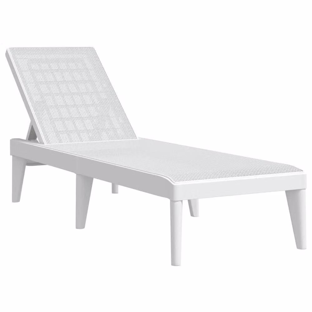 Berkfield Home White Sun Lounger with Adjustable Headrest, W/D/H: 186 x 60 x 29 cm – 2