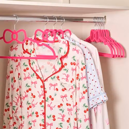 OHS 10 Pack Non-Slip Pink Bow Hangers for Clothes and Accessories