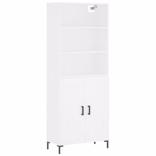 vidaXL Highboard in White, Industrial Style with Hinged Doors and Internal Shelves, W/D/H: 69.5 x 34 x 180 cm – 1