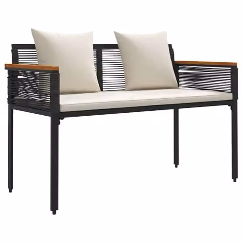 vidaXL 2-Seater Poly Rattan Outdoor Bench with Armrests, W/D/H: 117 x 54 x 74.5 cm – 1