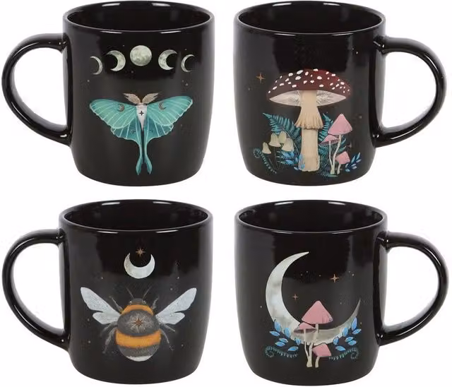 Something Different Dark Forest Bone China Mug Pack of 4 in Black – 1