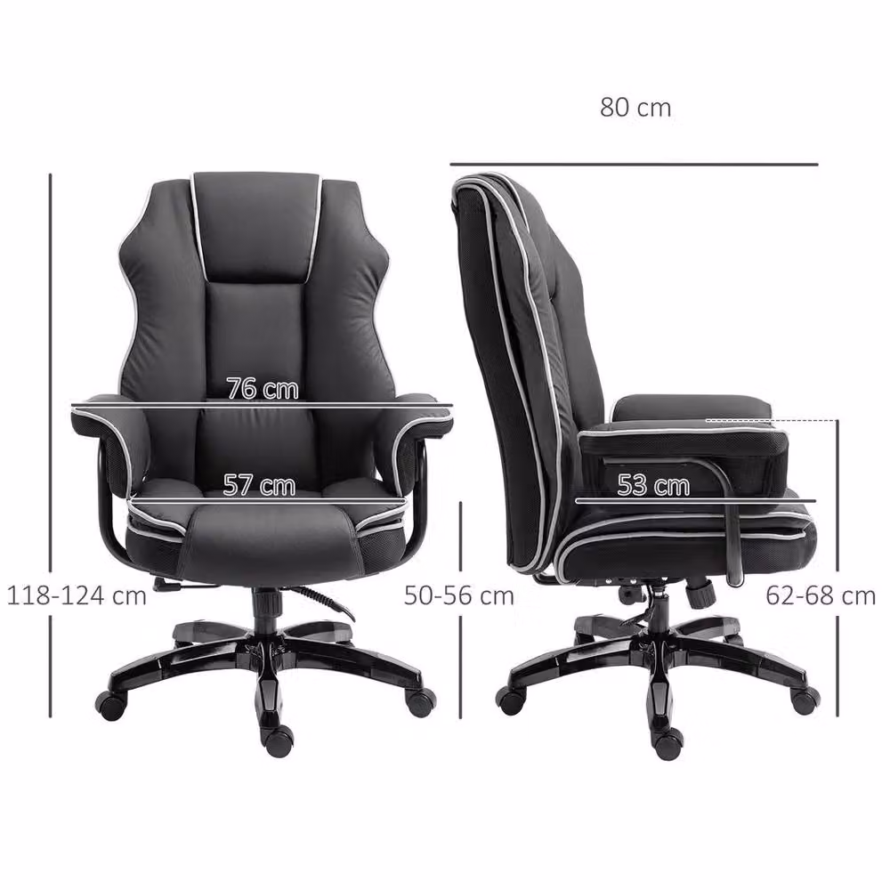 NESTLUNE Black Synthetic Leather High Back Executive Office Chair with Armrests and 360 Degree Swivel – 2