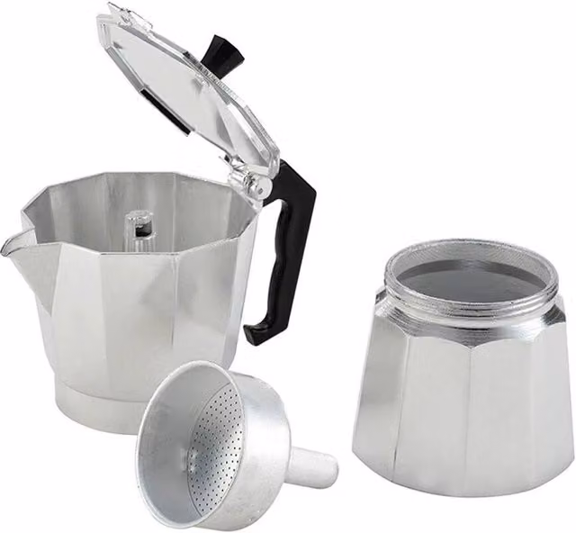FLAVORA Silver Stove Top Moka Coffee Pot, 300ml (6 Cup) – 1