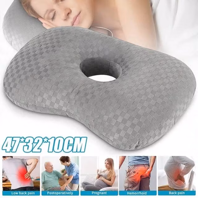 Kelvenix Height Adjustable Grey Pillow with Ear Hole for Ear Pain Relief – 1