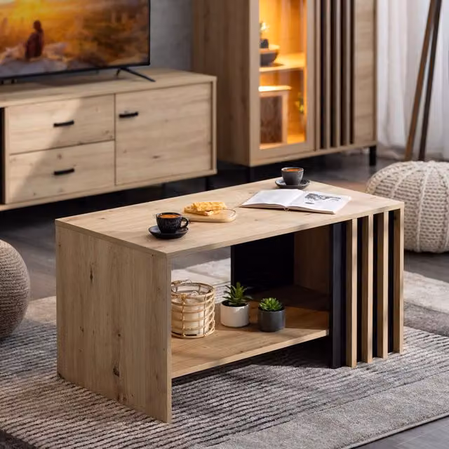 Dorel Home Laval Club Modern Square Coffee Table in Artisan Oak and Black