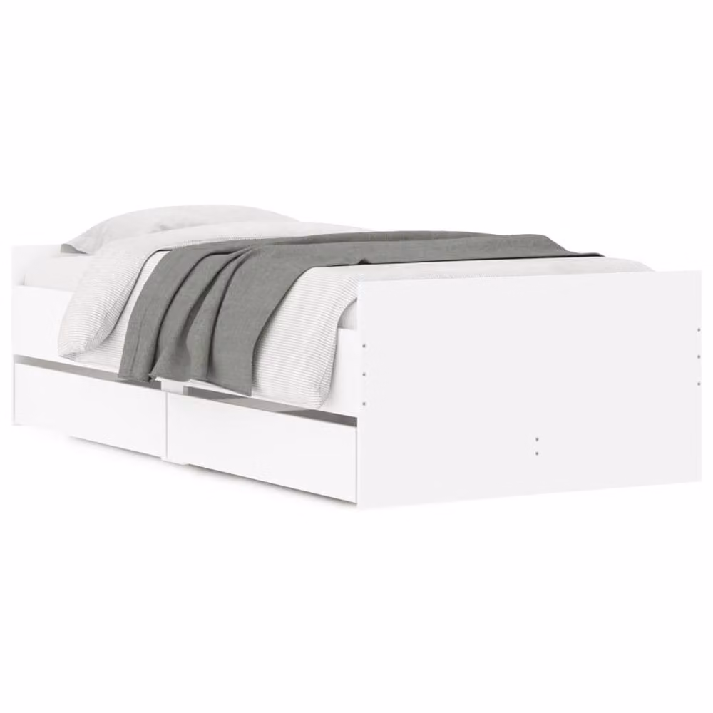 Berkfield Home Modern Bed Frame with Drawers, White, W/D/H: 100 x 200 cm – 2