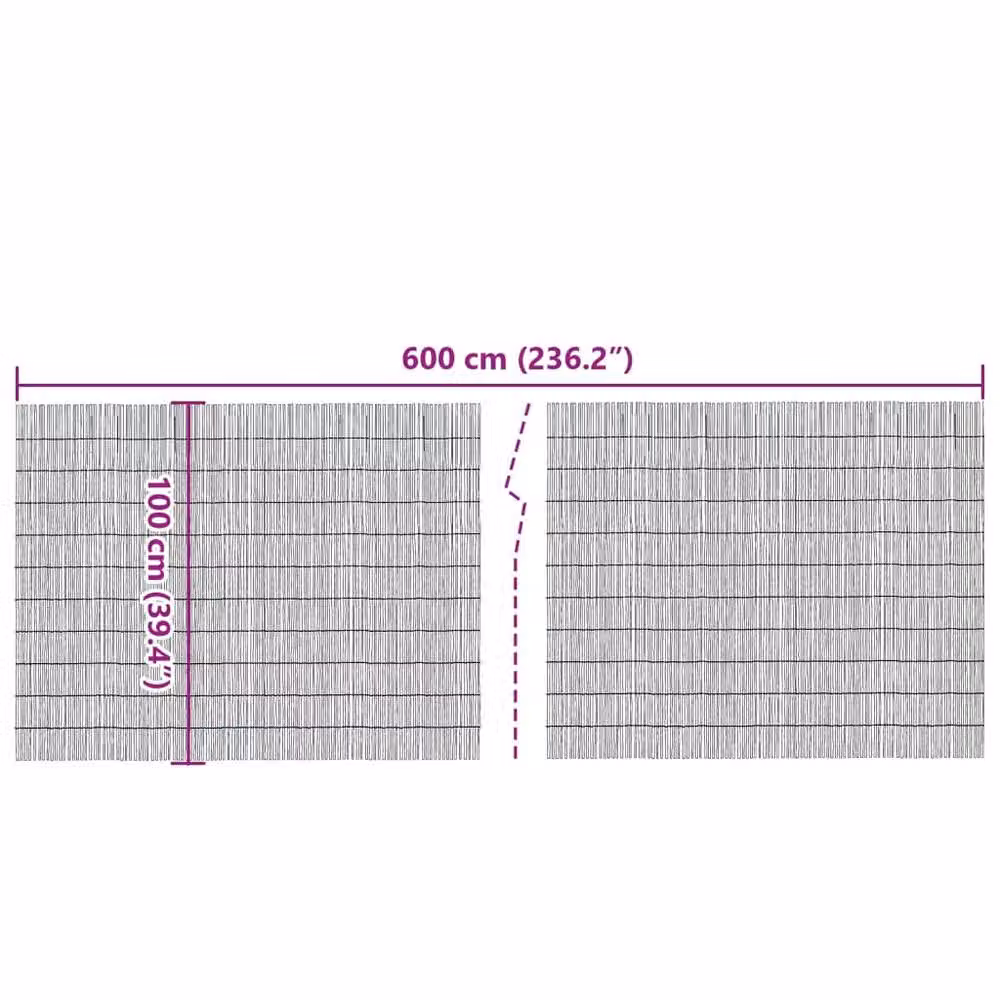 Berkfield Woven Reed Garden Fence Mat in Brown, W: 600 cm, H: 100 cm – 4