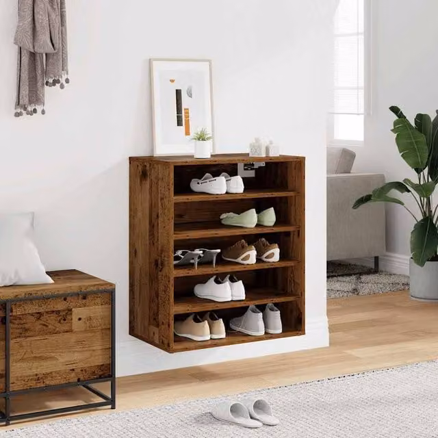 Berkfield Home Shoe Cabinet in Old Wood Brown, W/D/H: 60 x 35 x 70 cm – 1