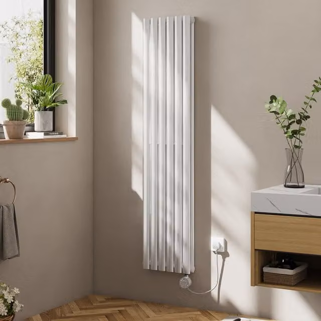 Livingandhome Wall-Mounted Electric Radiator with Smart Thermostat and App Control, White