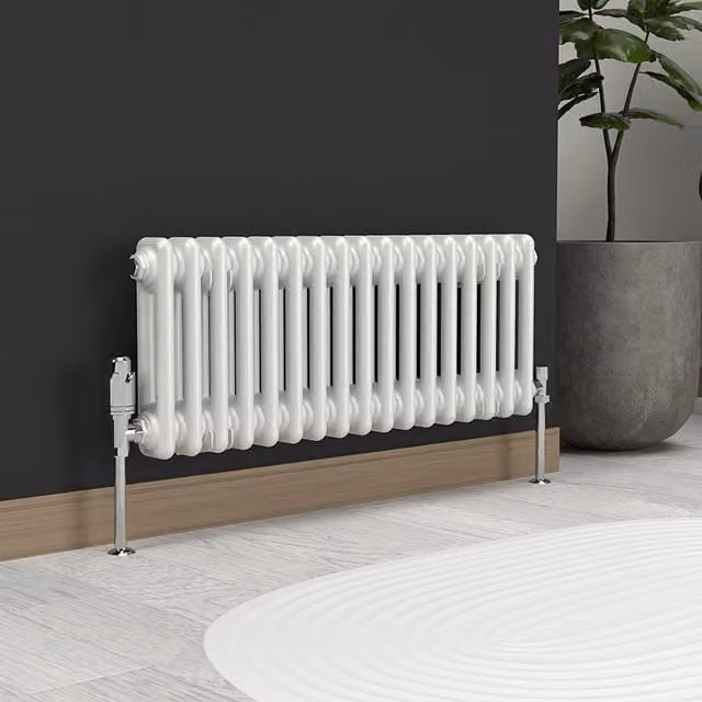 Lux Heat Horizontal 2 Column Steel Radiator in White, W/H: 30.0 x 78.5 cm