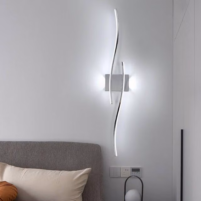 COMELY Modern LED Wave Wall Sconce Light in Silver Chrome with 6500K Cool White Light