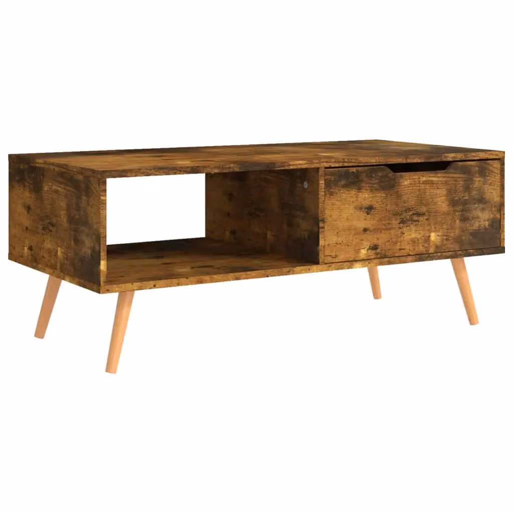 Berkfield Home Smoked Oak Coffee Table, Brown, W/D/H: 100 x 49.5 x 43 cm – 2