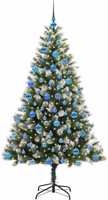 Berkfield Home Lush Artificial Hinged Christmas Tree with Flocked Snow, Green and White, Height: 180 cm – 1