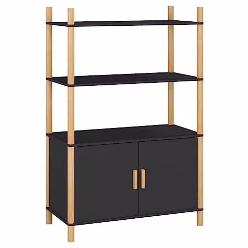 vidaXL Black Highboard in Engineered Wood with Hinged Doors and Internal Shelves, W/D/H: 80 x 40 x 121 cm