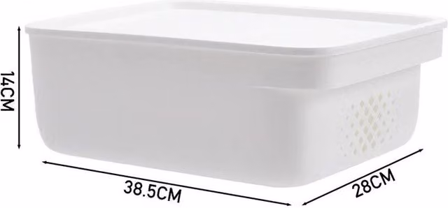 FORGEVIO White Plastic Storage Box, W: 28 cm, D: 38.5 cm, H: 14 cm – 1
