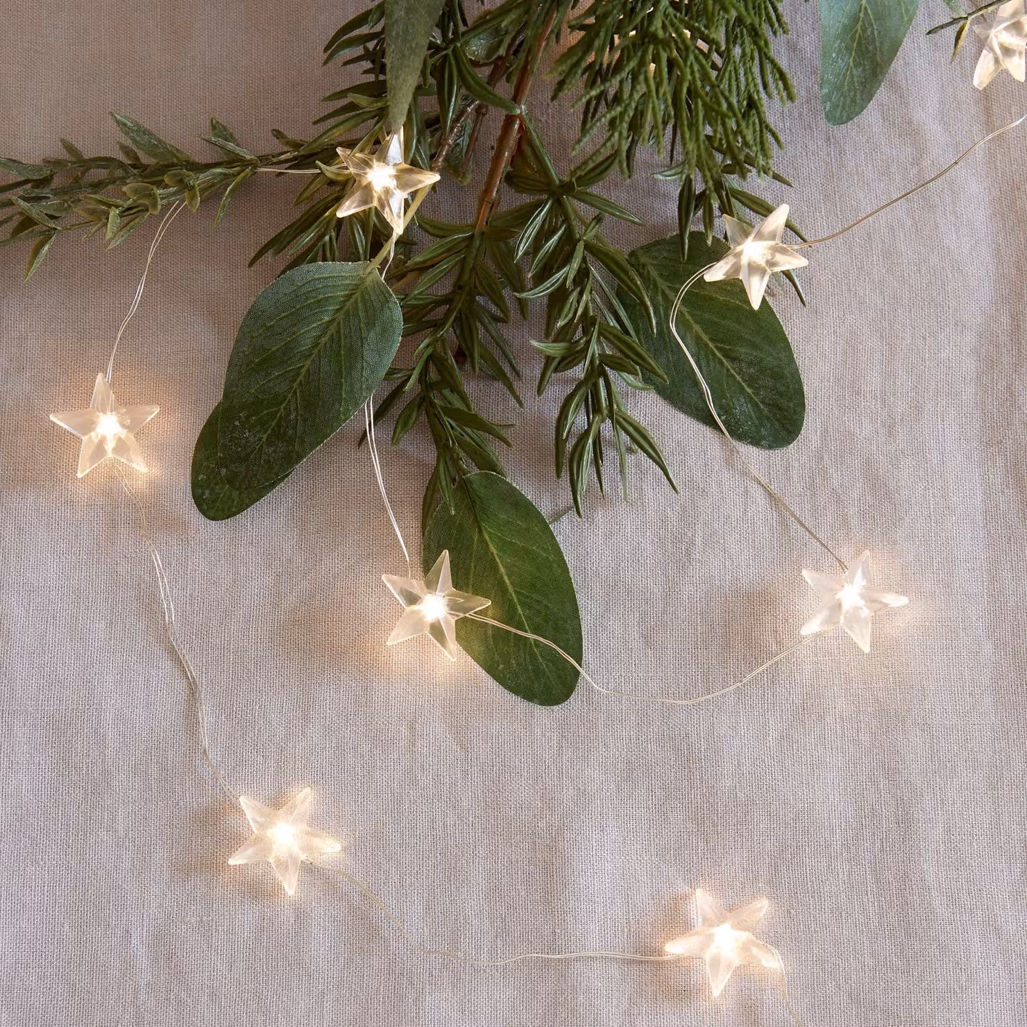 Lights4fun 50 Warm White LED Star Micro Fairy Lights in Silver