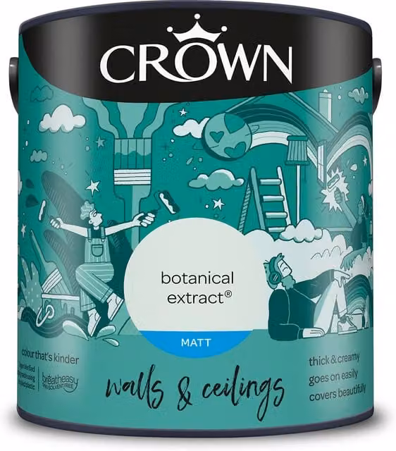 Crown Matt Breatheasy Emulsion Paint in Green, Solvent-Free Water-Based Dispersion