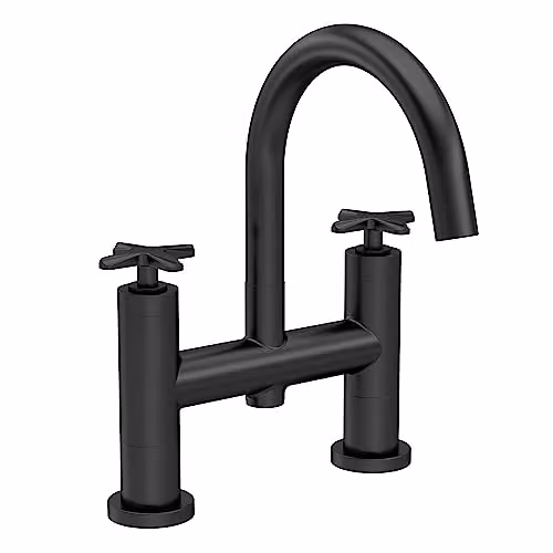 nuie CLX453 Aztec Modern Deck Mounted Bath Filler Tap, Matt Black – 2