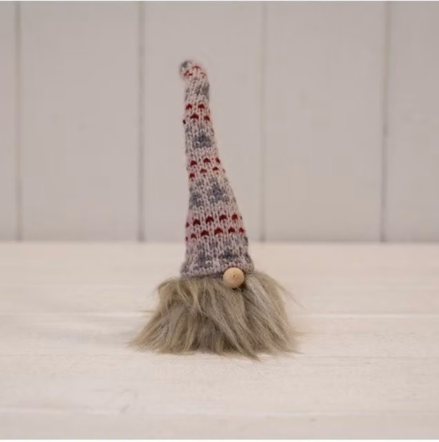KDMD Fabric Wonky Gonk Christmas Tabletop Decoration in White, Grey and Red