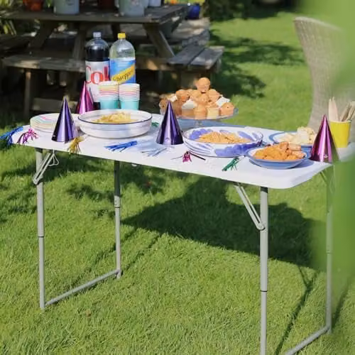 Harbour Housewares Black Height Adjustable Rectangle Folding Trestle Table, W: 120 cm, D: 60 cm, H: 73.5 cm