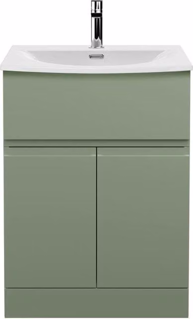 Balterley Mavesyn 2 Door 1 Drawer Freestanding Vanity Basin Unit in Matt Green, Width: 60 cm
