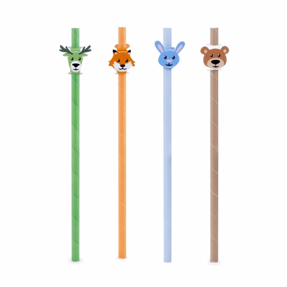 Kikkerland Woodland Animals Paper Drinking Straws, 12 Pack, Multicolour – 2