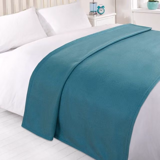 Dreamscene Plain Petrol Fleece Throw Blanket