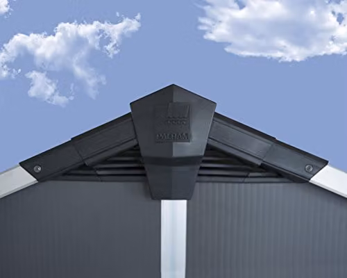Palram Yukon Metal Tool Shed with Polycarbonate Panels and Double Doors, Grey, W: 332 cm, D: 271 cm, H: 252 cm – 5