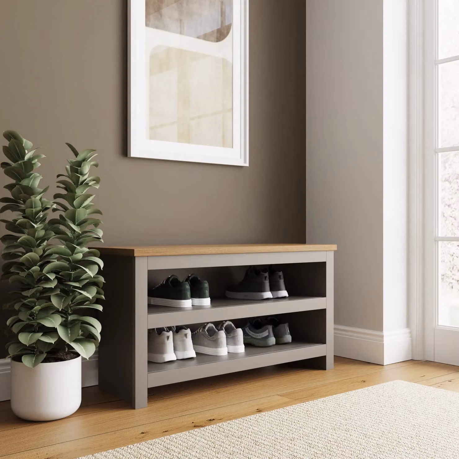 GFW Lancaster Simple Grey Shoe Rack Bench – 4