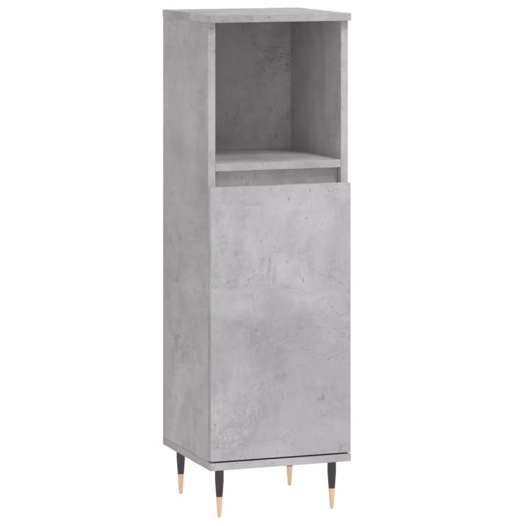 Berkfield Home Industrial Bathroom Cabinet in Concrete Grey with Hinged Doors and Open Shelf, W/D/H: 30 x 30 x 100 cm – 2