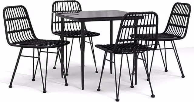 Berkfield Home 5 Piece Black Poly Rattan Garden Dining Set