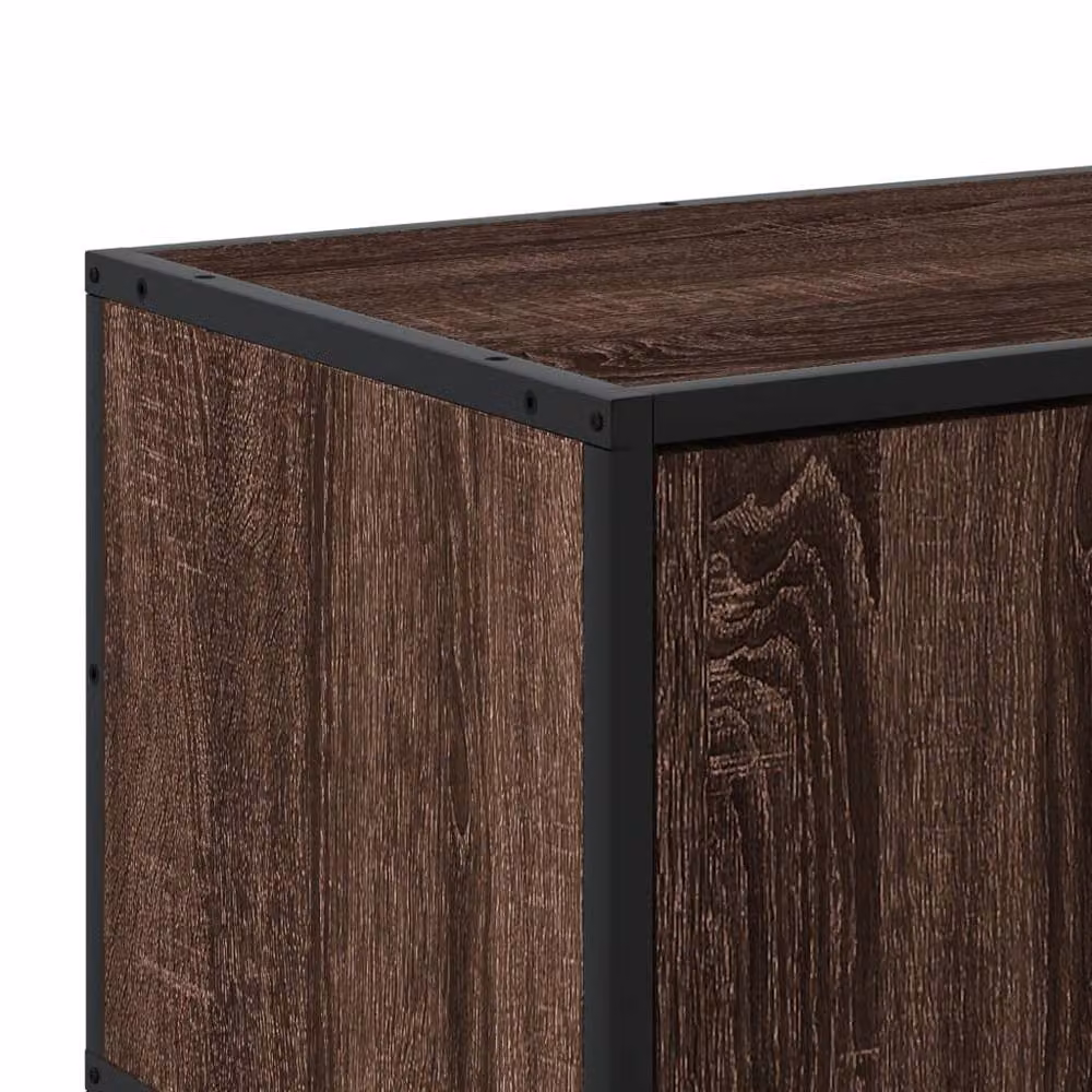 Berkfield Home Brown Oak TV Cabinet in Engineered Wood and Metal, W/D/H: 100 x 35 x 41 cm – 4