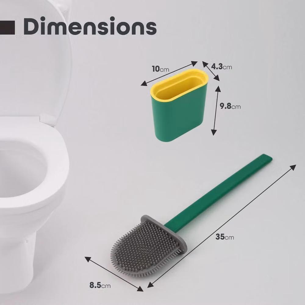 NESTLUNE Green Toilet Brush and Holder Set with Silicone Brush – 3