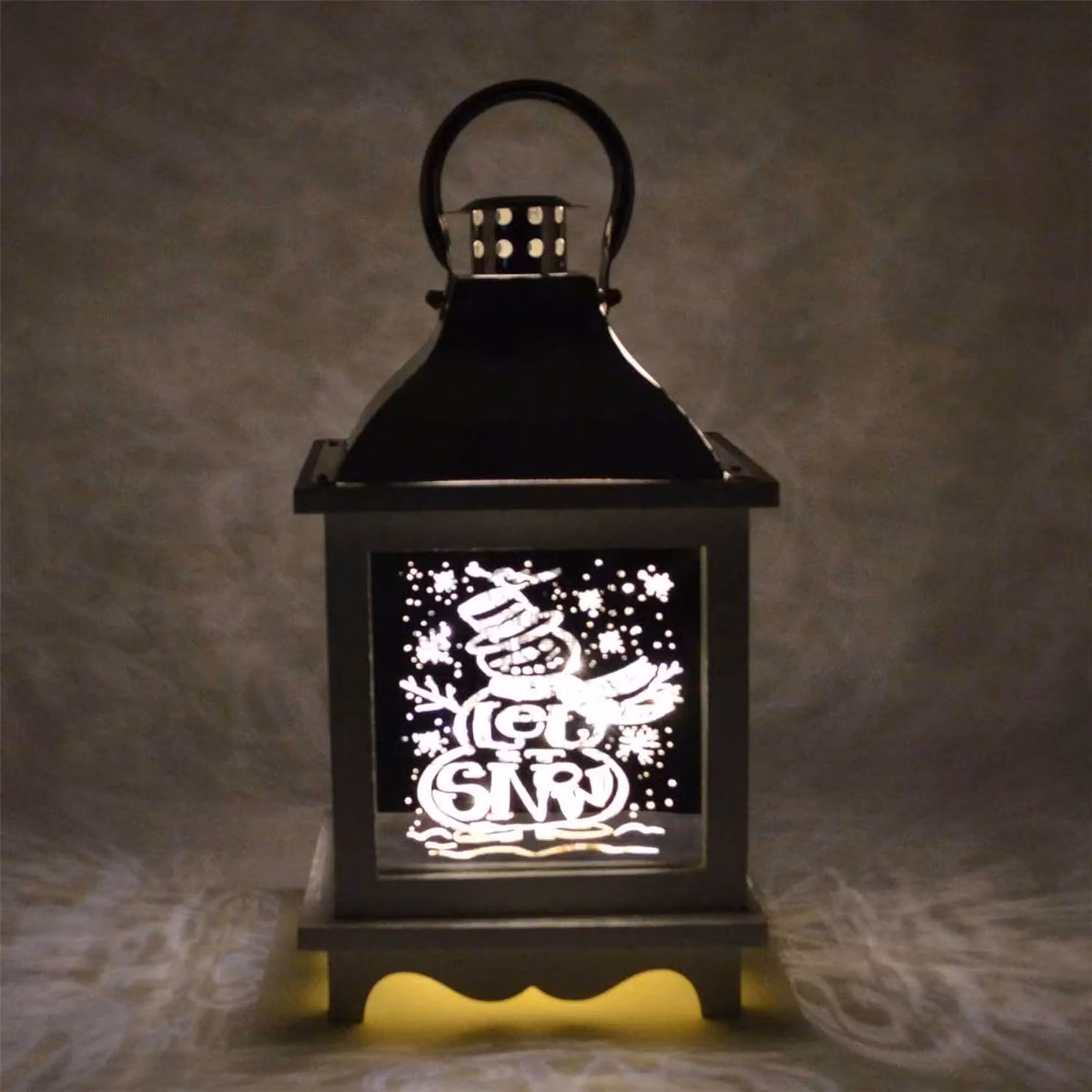 Shatchi Let It Snow White Christmas Lantern with Warm LED Light, White and Silver Wooden Tabletop Nativity Decoration – 2