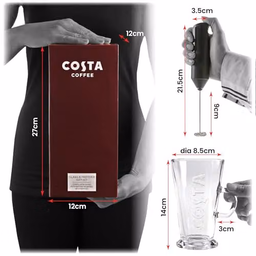 Kimm and Miller Costa Coffee Latte Glass and Electric Milk Frother Gift Set in Transparent – 8