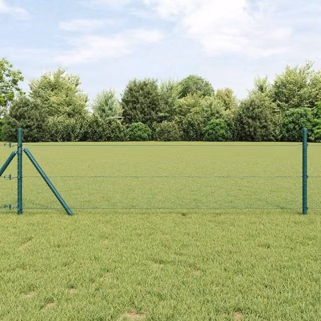 Berkfield Home Green PVC Coated Galvanised Steel Hexagon Wire Fence, H: 140 cm x W: 25 m – 1