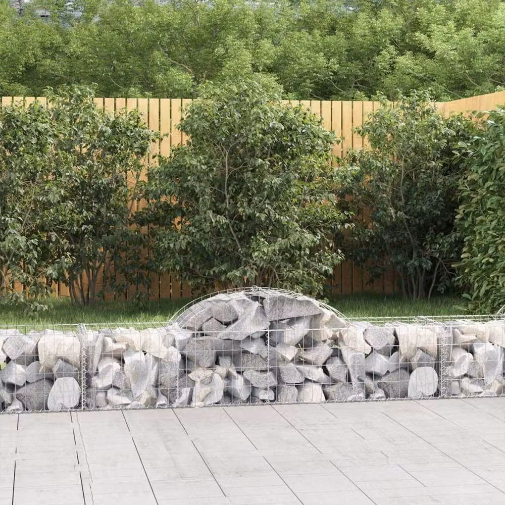 Berkfield Home Arched Gabion Basket in Silver Galvanised Steel, W: 200 cm, D: 50 cm, H: 40/60 cm – 2