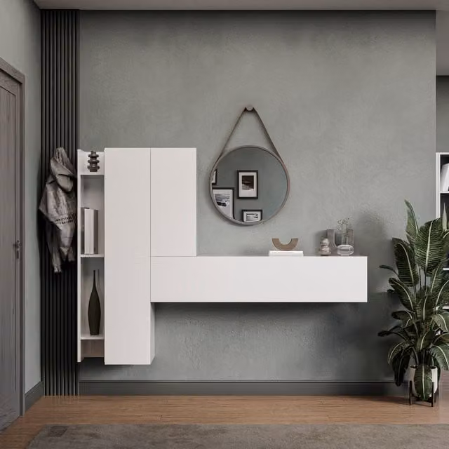 Decorotika Mantova Wall Mounted Entertainment Center in High Gloss White