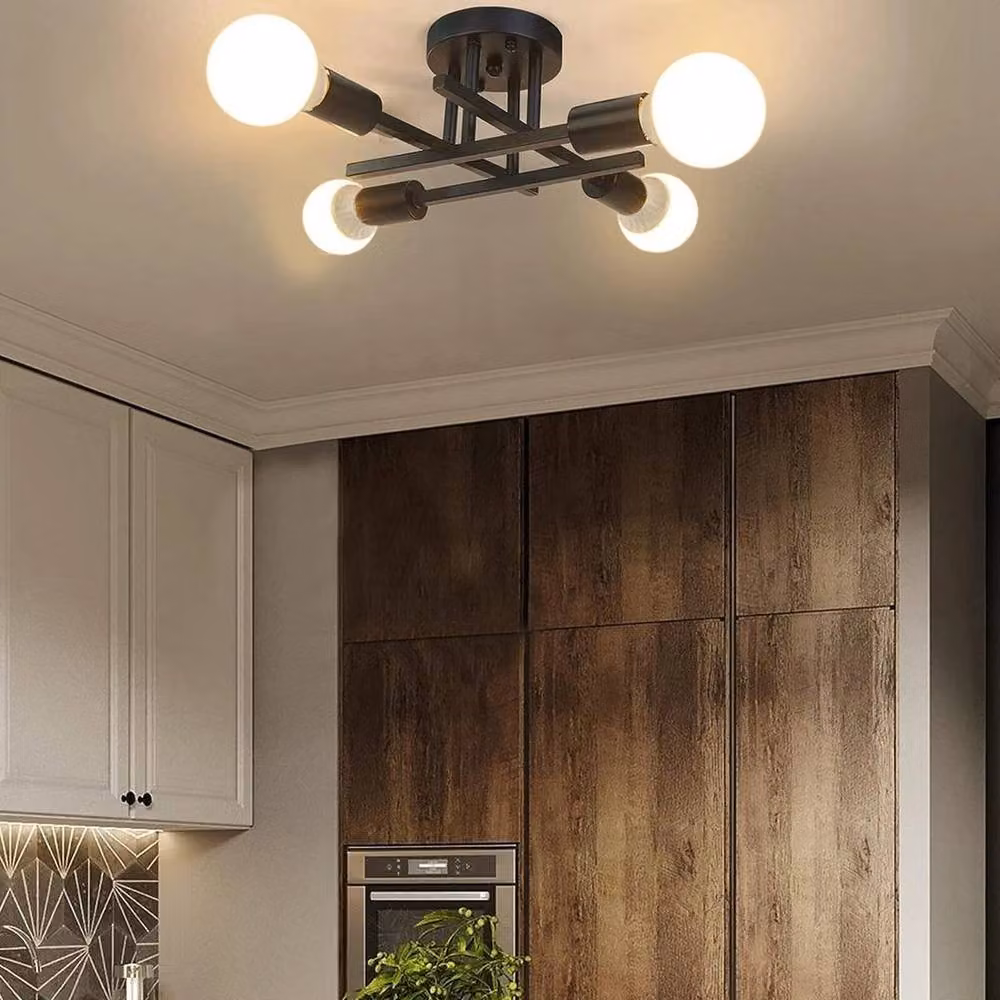 Kelvenix Black Modern Sputnik Ceiling Light with 4 LED Bulbs – 2