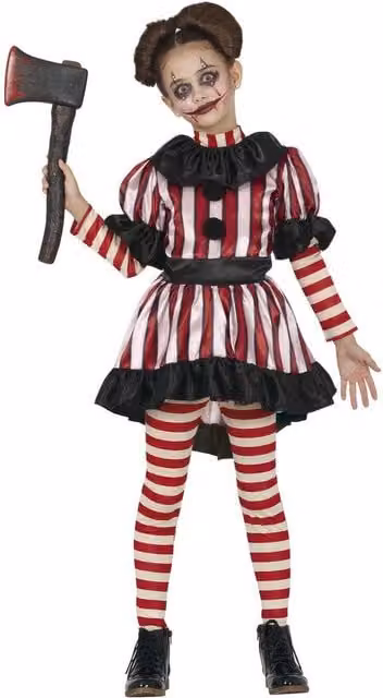 Fiestas Guirca Girls Clown Costume Set in Black, Red and Multicolour