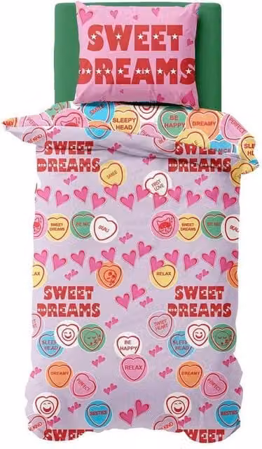 K Collection Sweet Dreams Rotary Panel Reversible Duvet Set and Pillowcase in Multicolour, Double, W: 140 cm, L: 200 cm