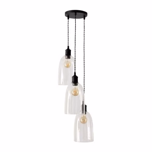 ValueLights Kira 3 Drop Cluster Glass Dome Ceiling Pendant Light in Matte Black with LED Bulbs Included – 1