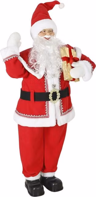 HOMCOM 5ft Life Size Animated Singing Santa Claus in Red with Rotating Head, Waving Hand and Posable Arms, Height: 152.4 cm
