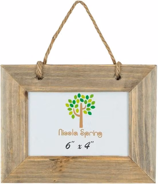 Nicola Spring Rustic Wooden Hanging Single Photo Frame, Brown, W: 10.16 cm, H: 15.24 cm