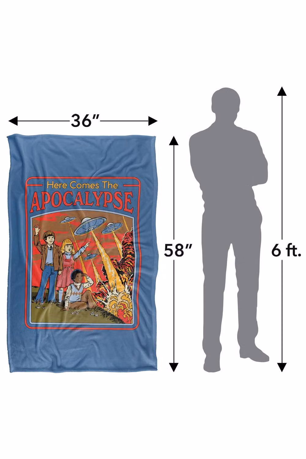 Steven Rhodes Here Comes The Apocalypse Multicolour Super Soft Fleece Throw Blanket W/D/H: 91 x 147 cm – 3