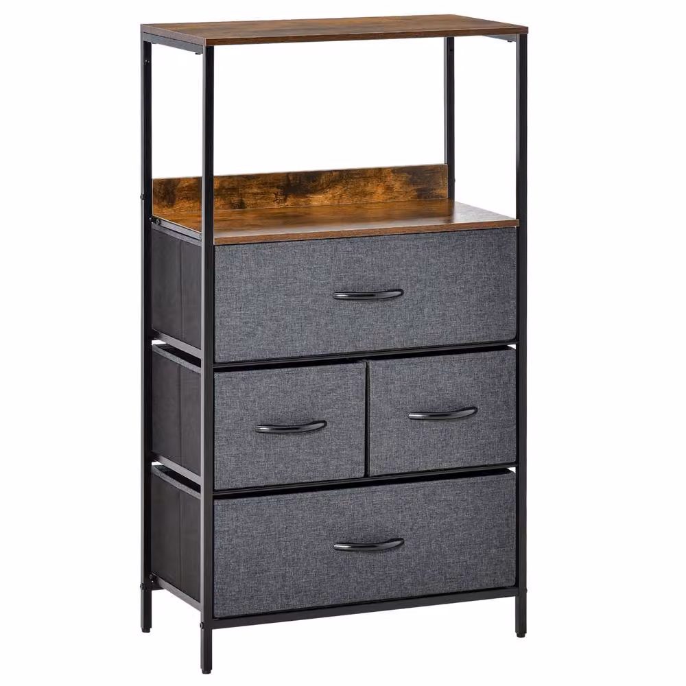 STILVORA Black Metal 4 Drawer Storage Chest with Top Shelves – 4