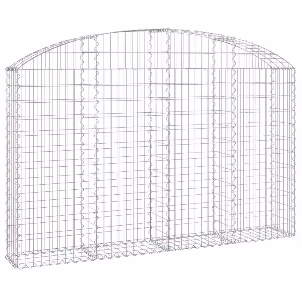 Berkfield Home Arched Gabion Basket in Silver Galvanised Steel, W: 200 cm, D: 30 cm, H: 120/140 cm – 2