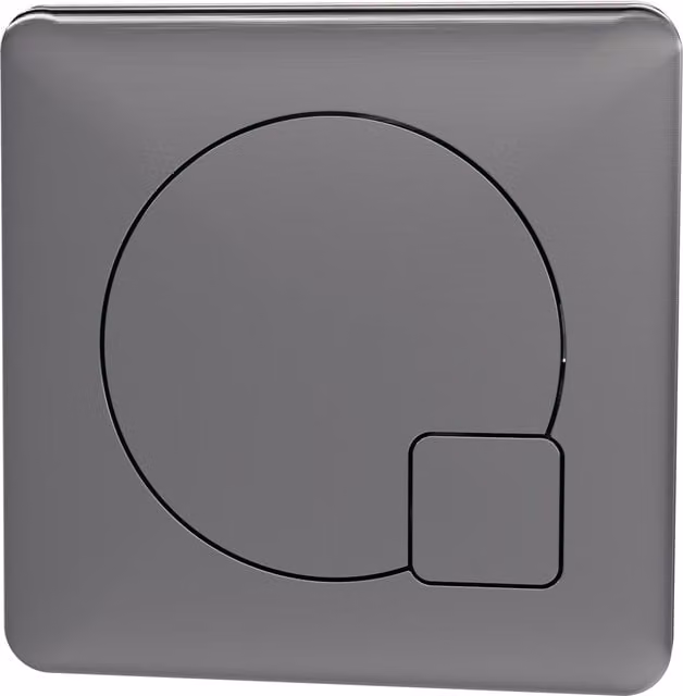 Balterley Square Dual Flush Push Button in Brushed Pewter, W: 9.9 cm, H: 7.0 cm